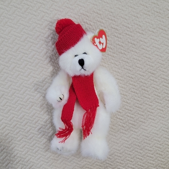 NEW Vintage TY Peppermint Polar Bear Winter Hat and Scarf - Picture 2 of 16